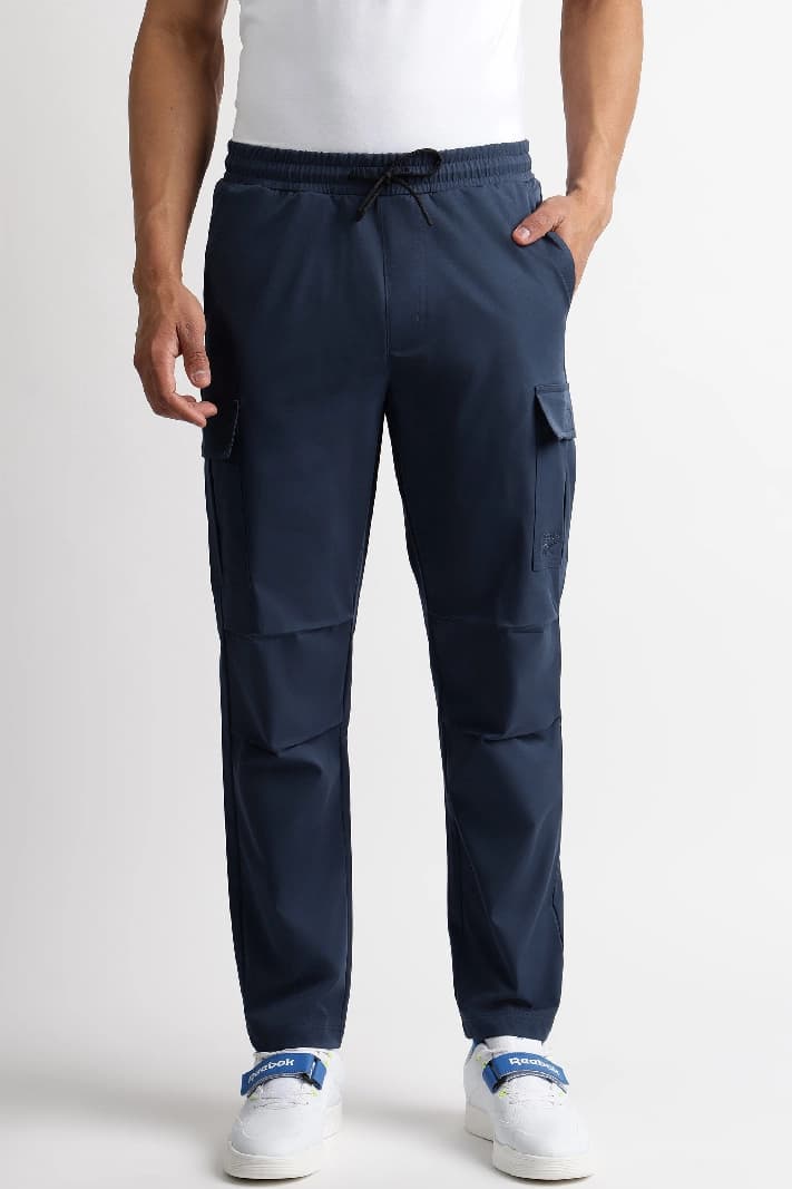Men's Blue Casual Solid Regular Fit Trackpant