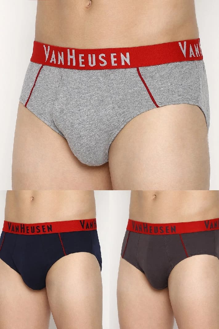 Men's Multicolor Cotton Fresh Briefs Durable Elasticized Waistband - Pack of 3