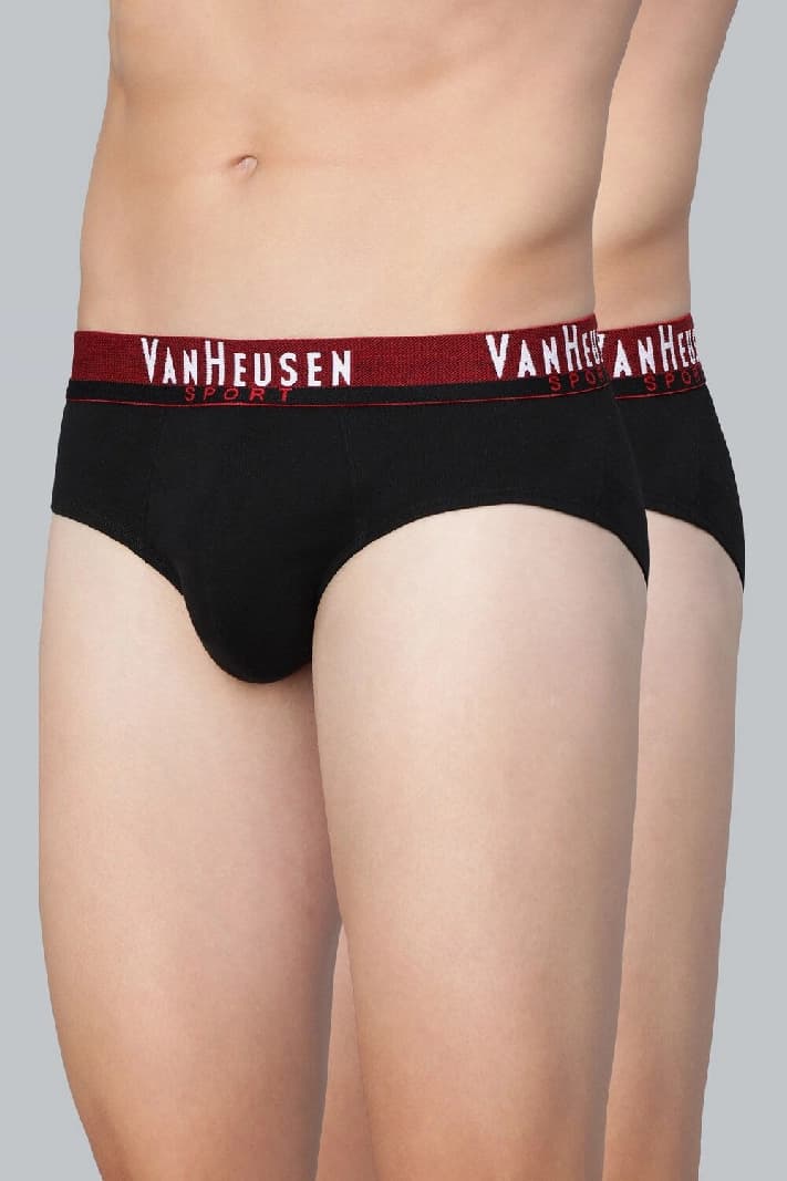 Men's Multicolor Sport Regular Fit Plush Back Elasticized Waistband Ultra Soft Solid Briefs - Pack of 2