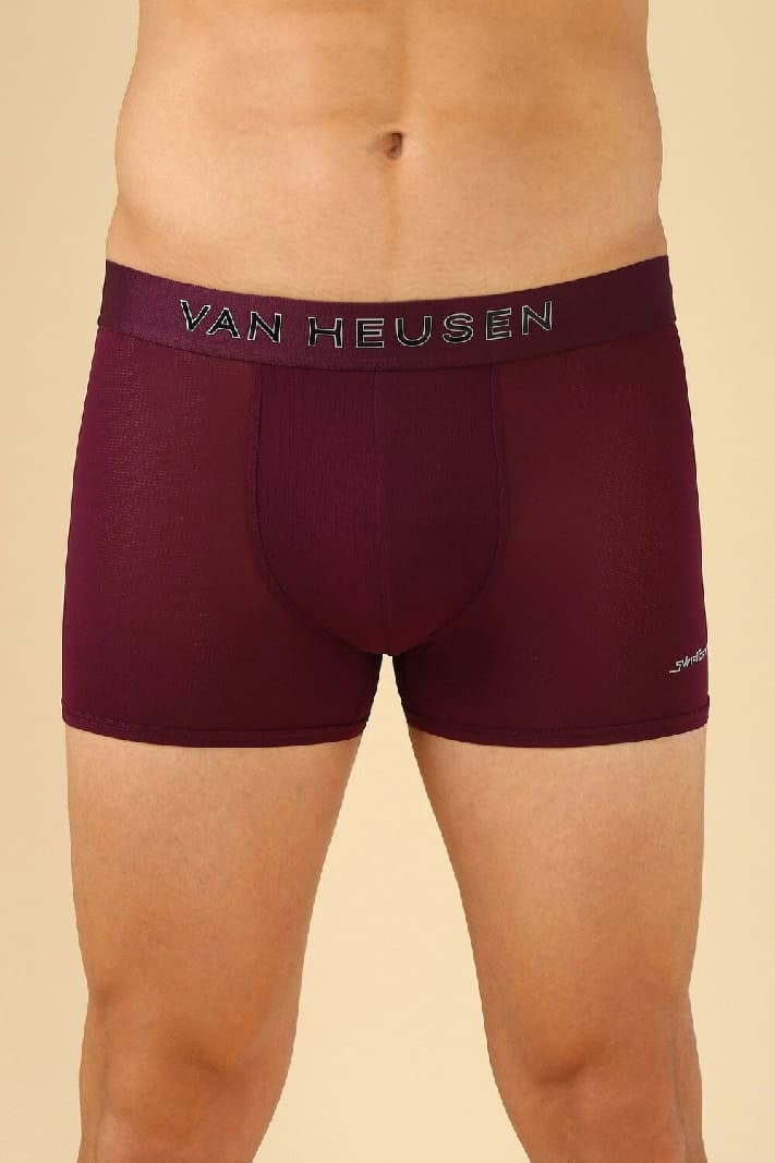 Men's Deep Purple Solid Swift Dry And High Stretch Mesh Trunk - Pack of 1