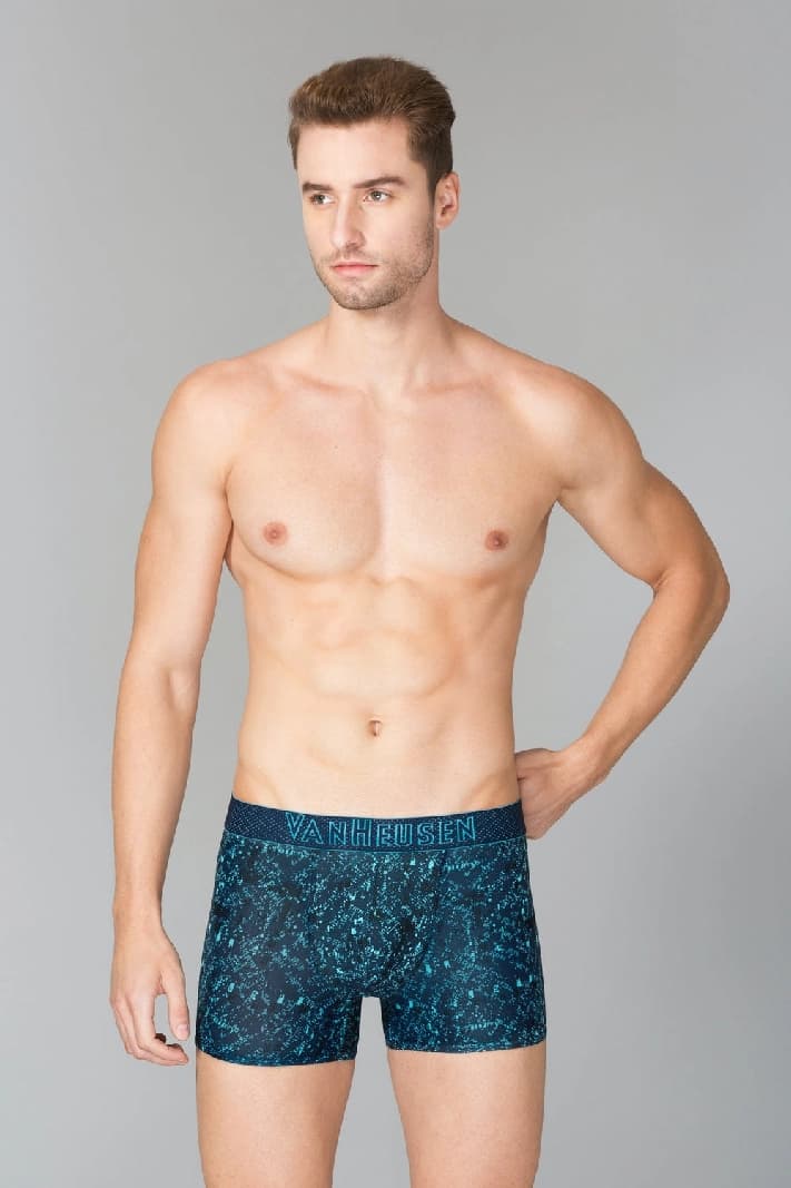 Men's Blue Swift Dry Breathable Allover Print AIR Series Active Trunk - Pack of 1