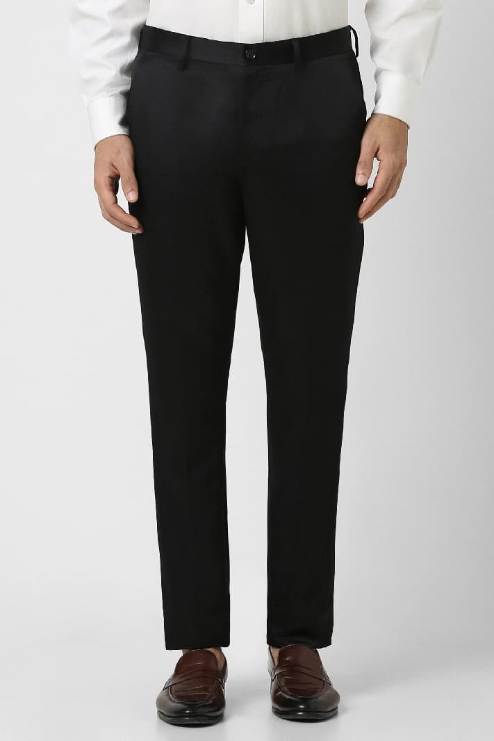 Men's Black Casual Solid Skinny Fit Trouser