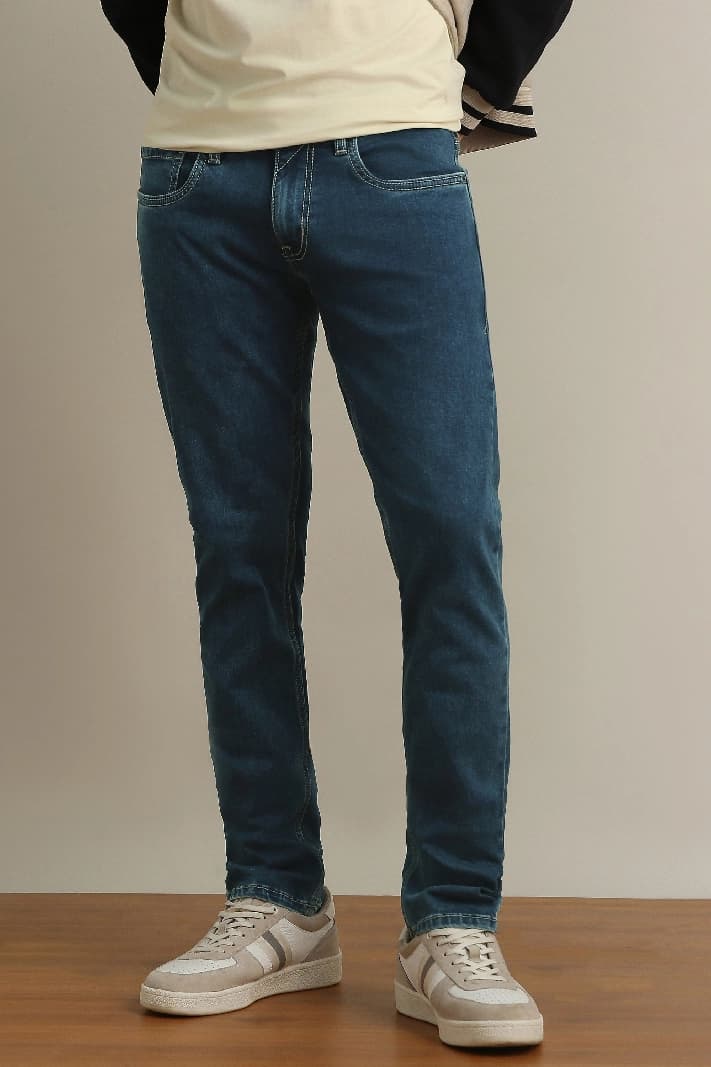 Men's Navy Casual Solid Skinny Fit Jeans