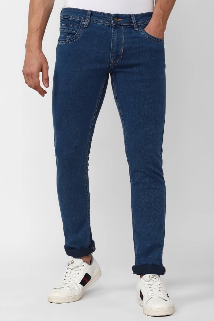 Men's Navy Casual Solid Skinny Fit Jeans