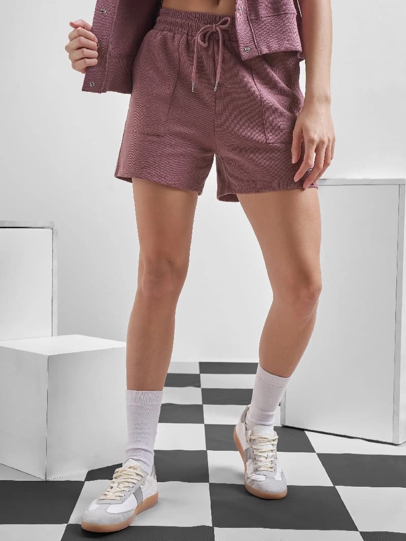 Women's Purple Casual Solid Regular Fit Short
