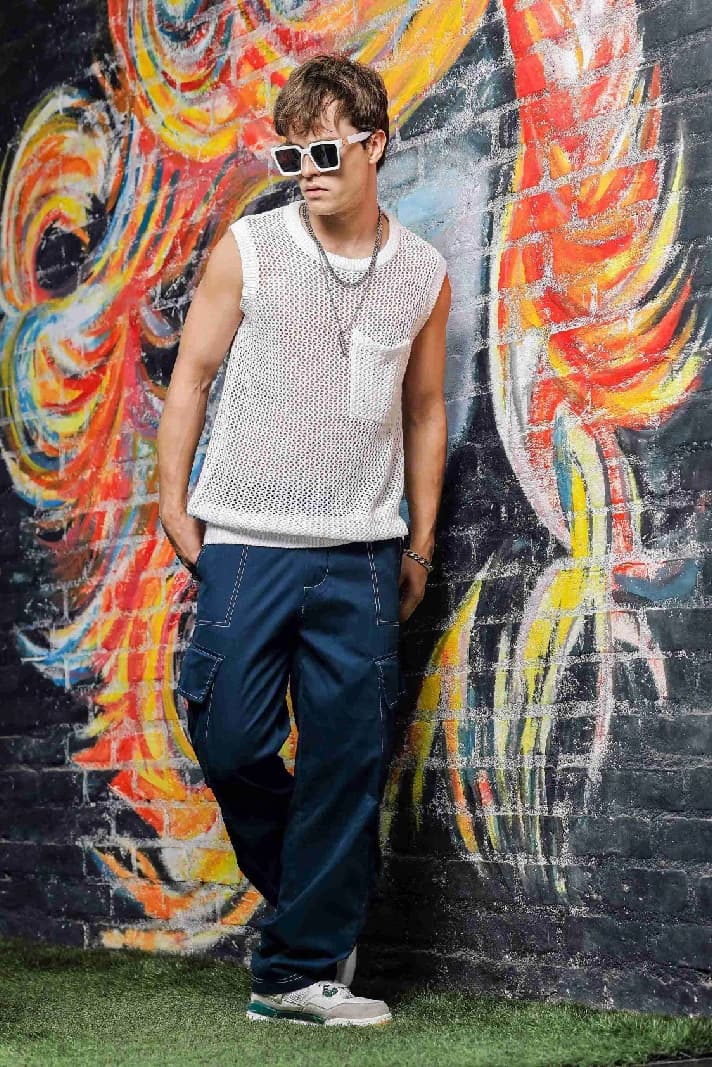 Unisex Navy Casual Solid Straight Fit Cargo