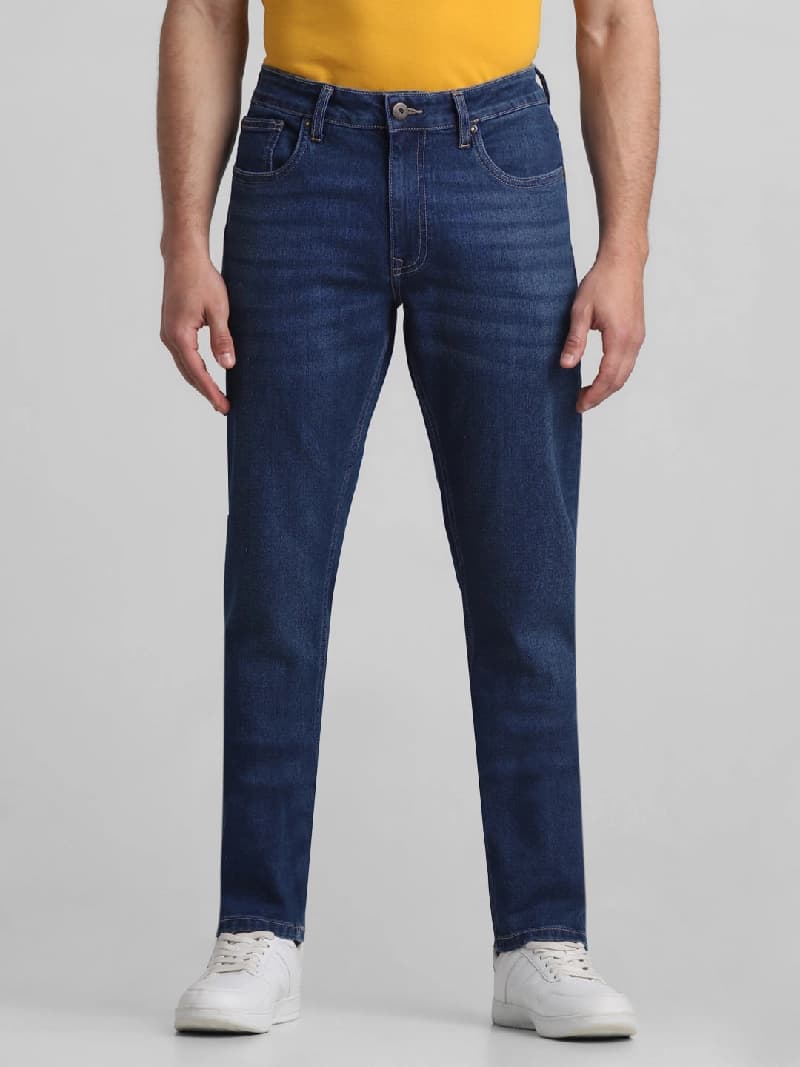 Men's Blue Casual Solid Slim Fit Jeans