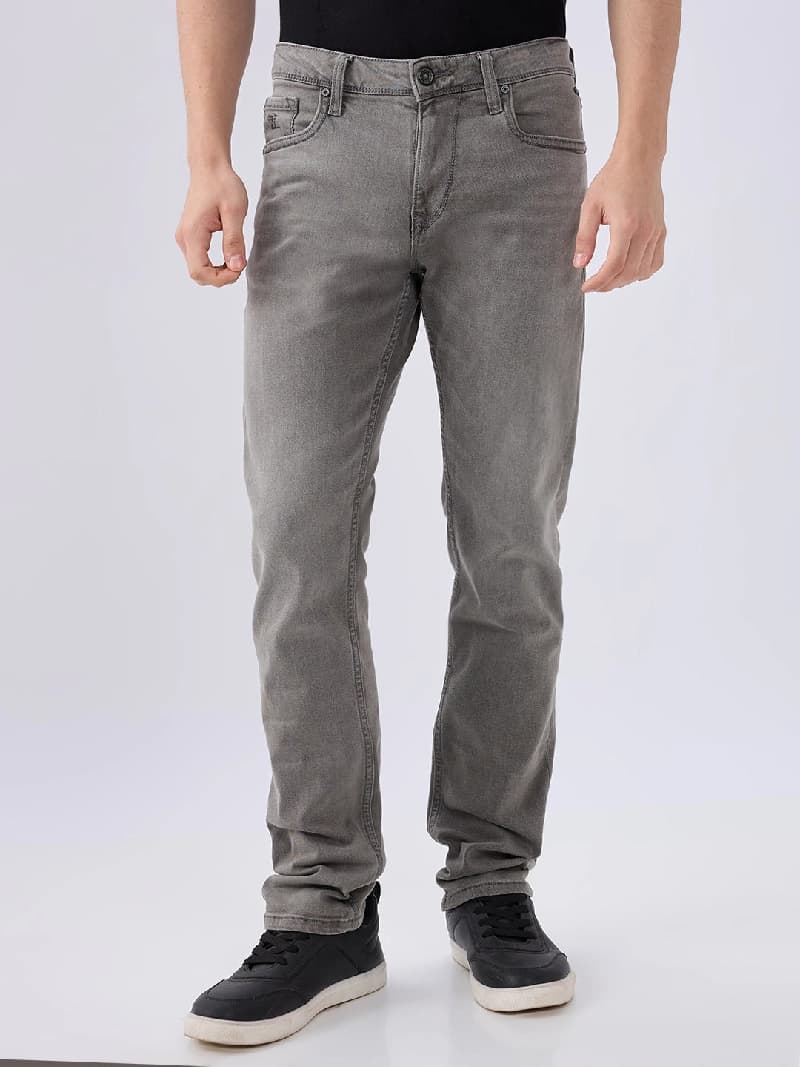 Men's Grey Casual Straight Fit Jeans