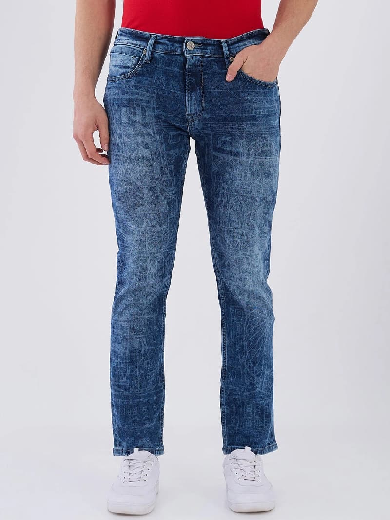 Men's Blue Casual Solid Straight Fit Jeans