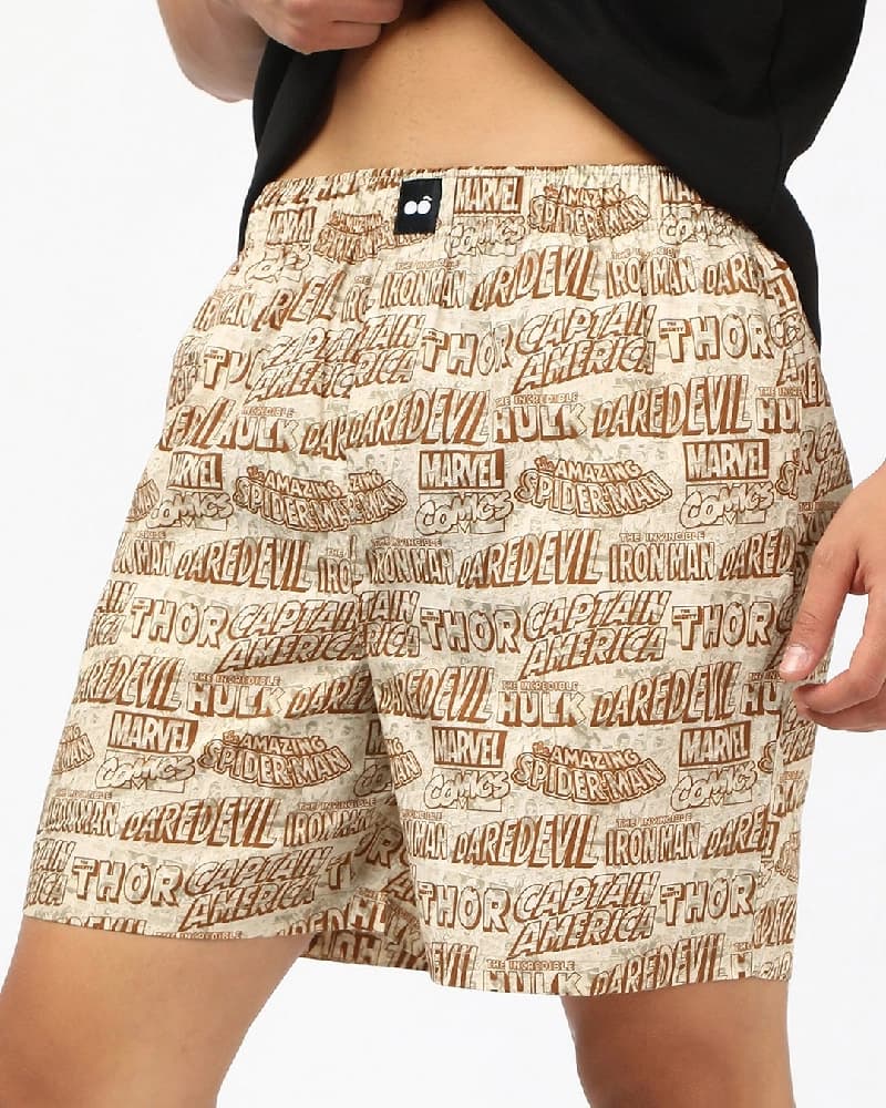 Men's Brown Avengers All Over Printed Lounge Wear Boxer
