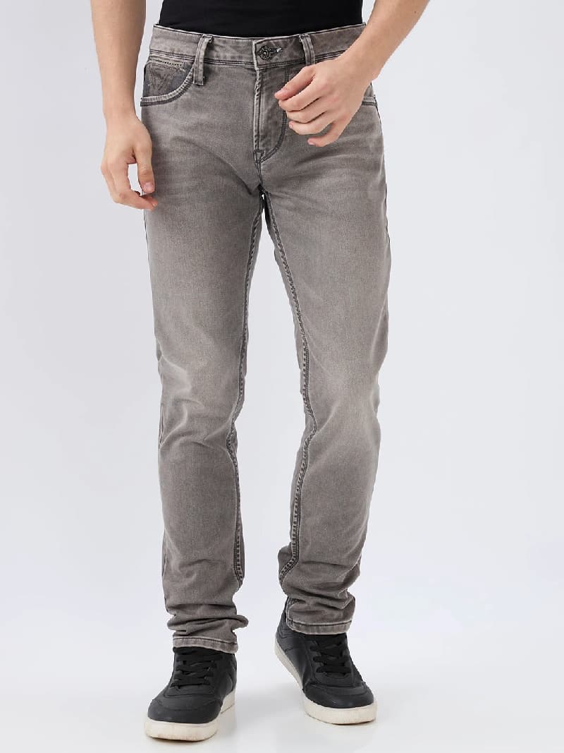 Men's Grey Casual Slim Fit Jeans