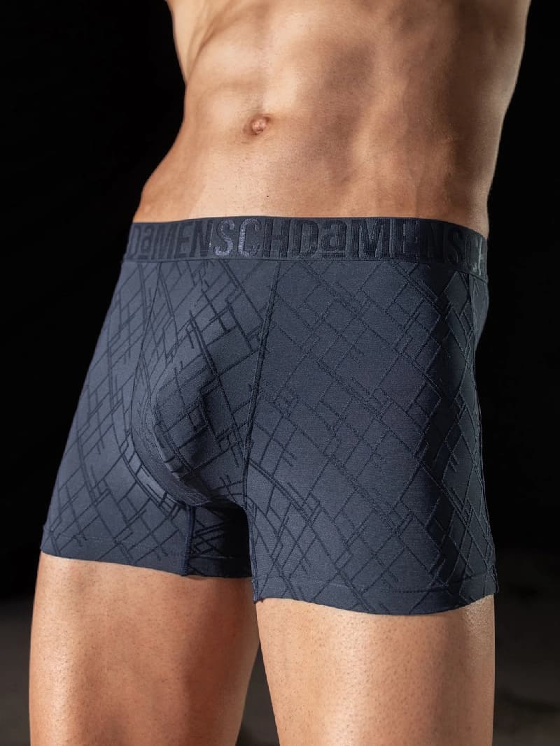 Men's Navy Casual lightweight jacquard textured Trunks