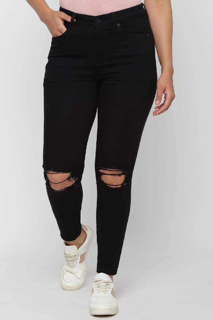 Women's Black Casual Solid Slim Fit Jegging