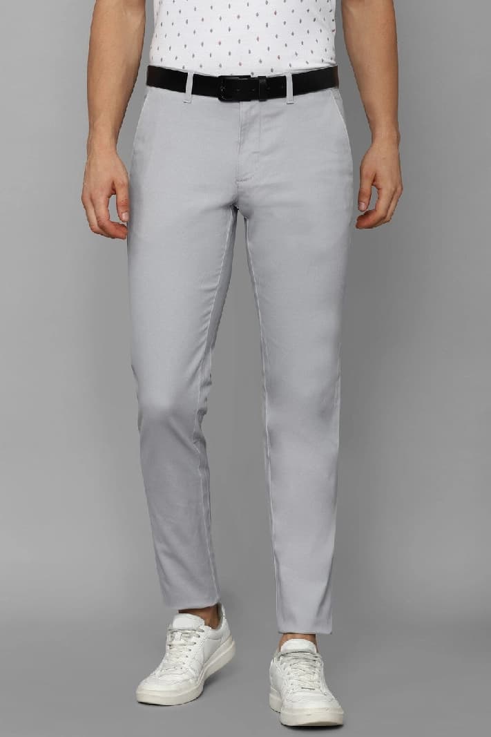 Men's Grey Casual Solid Slim Fit Trouser
