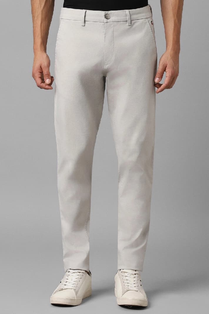 Men's Grey Casual Solid Slim Fit Trouser