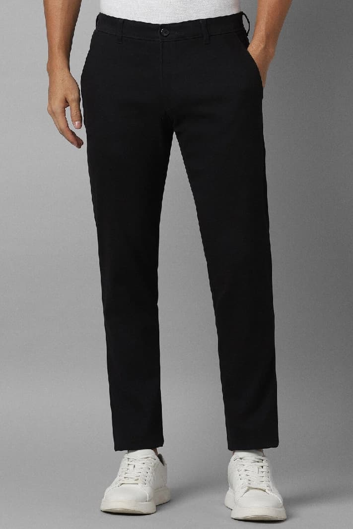 Men's Black Casual Solid Slim Fit Trouser