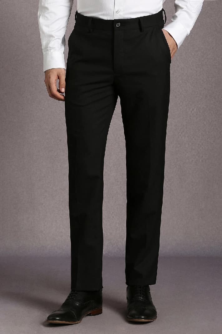 Men's Black Formal Solid Slim Fit Trouser