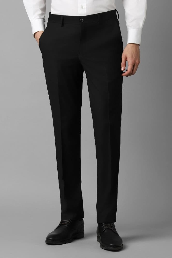 Men's Black Formal Solid Slim Fit Trouser