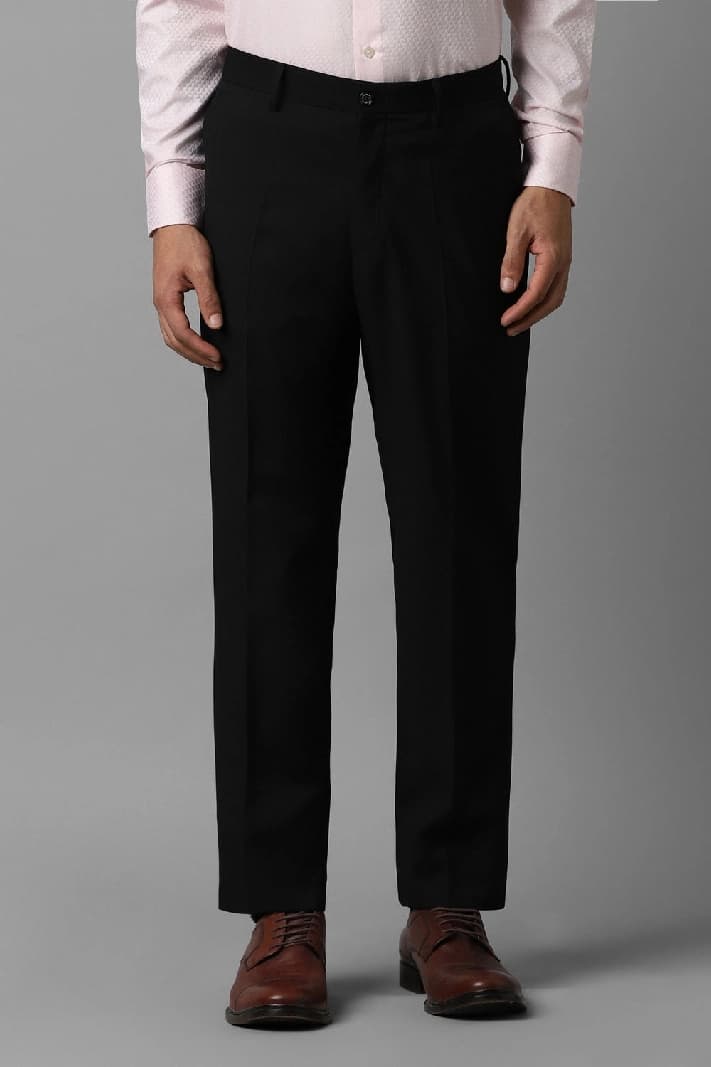 Men's Black Formal Solid Slim Fit Trouser