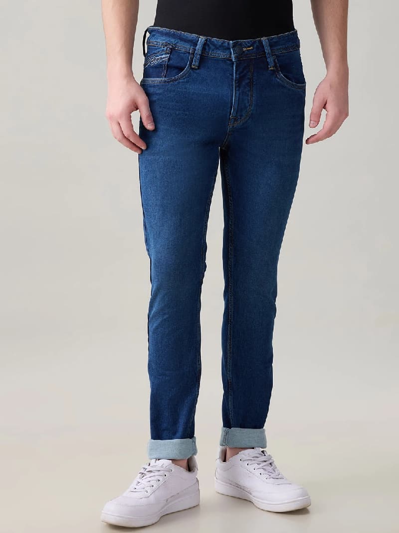 Men's Blue Casual Solid Skinny Fit Jeans