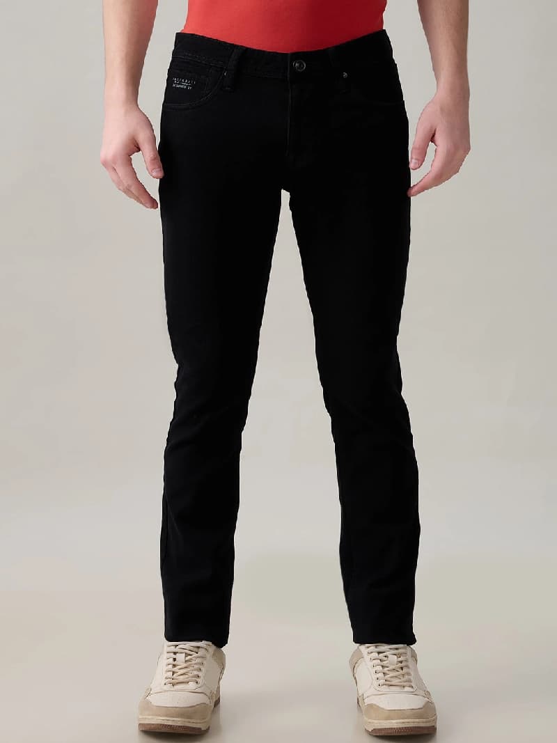 Men's Black Casual Solid Skinny Fit Jeans