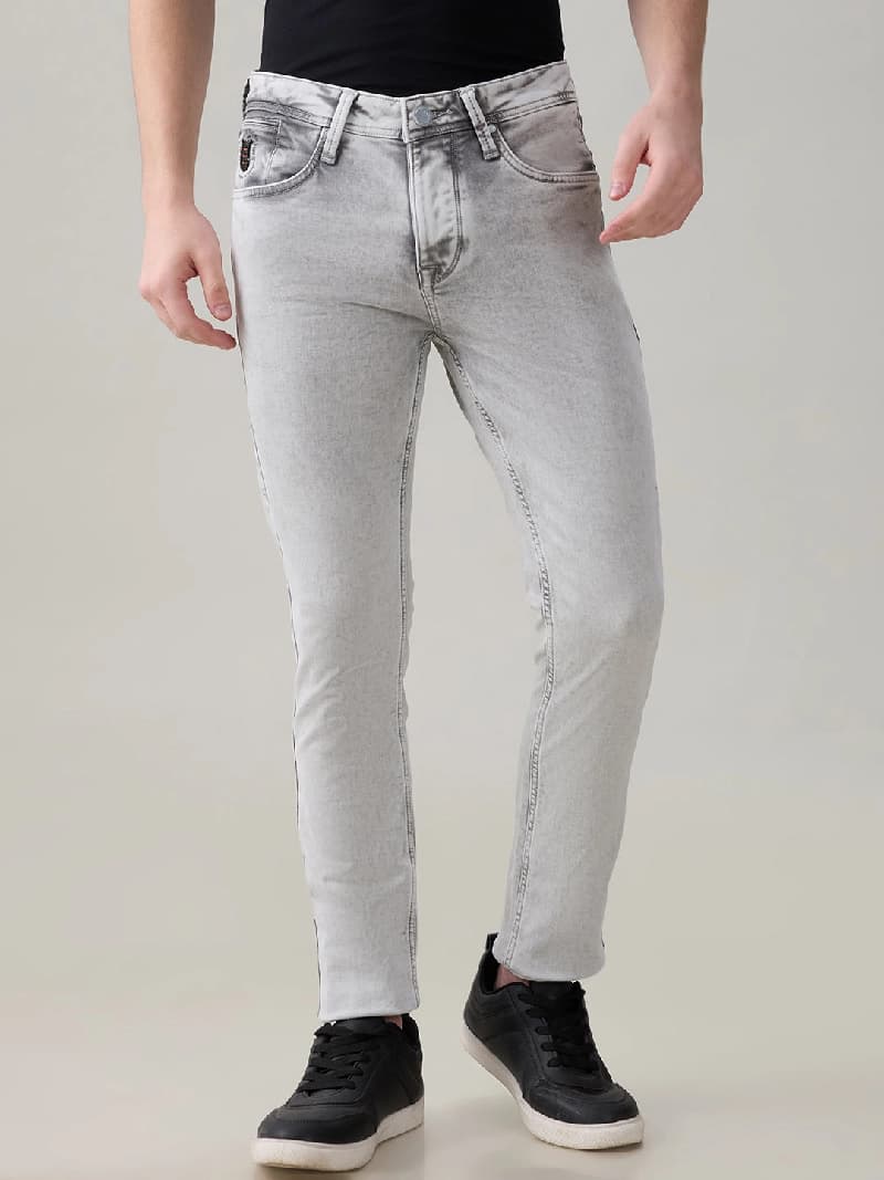 Men's Grey Casual Solid Skinny Fit Jeans