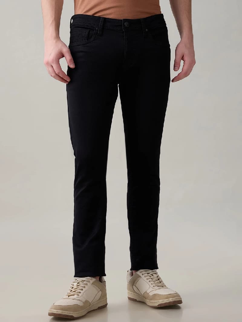 Men's Black Casual Solid Skinny Fit Jeans