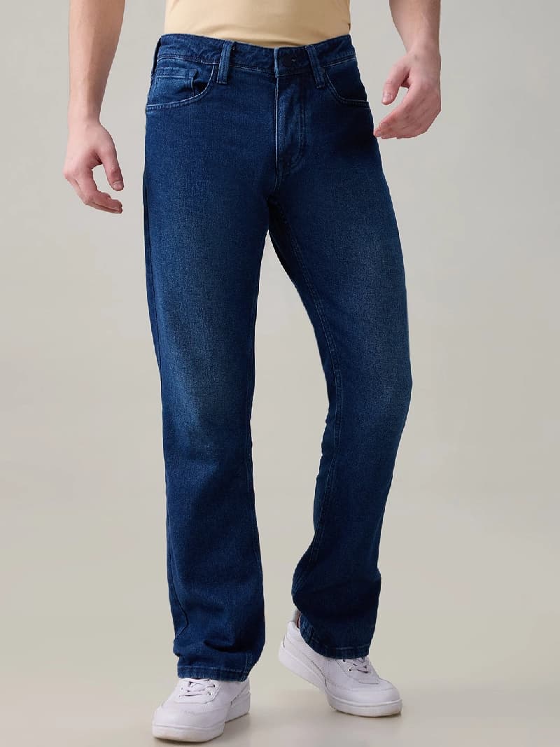 Men's Blue Casual Solid Slim Fit Jeans