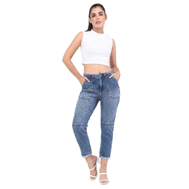 Women's Blue Casual Solid Slim Fit Jeans
