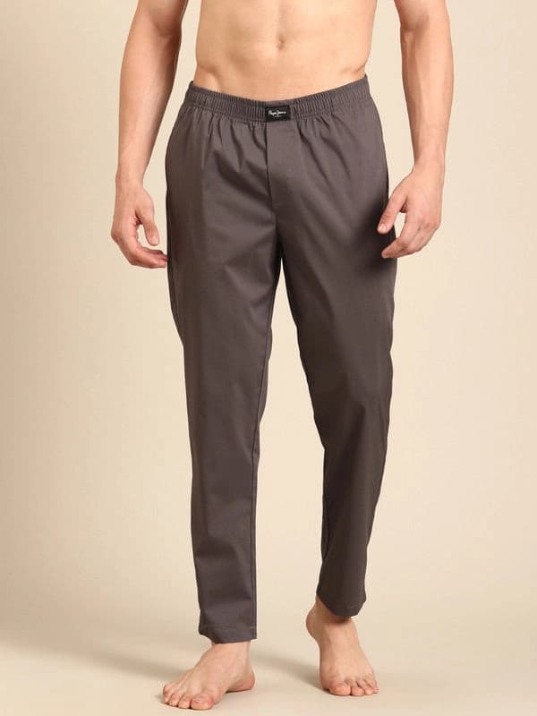 Men's Grey Casual Regular Fit Pyjama