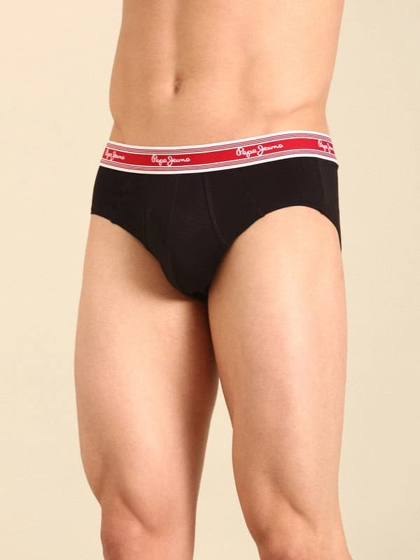 Men's Black Cotton Regular Fit Briefs