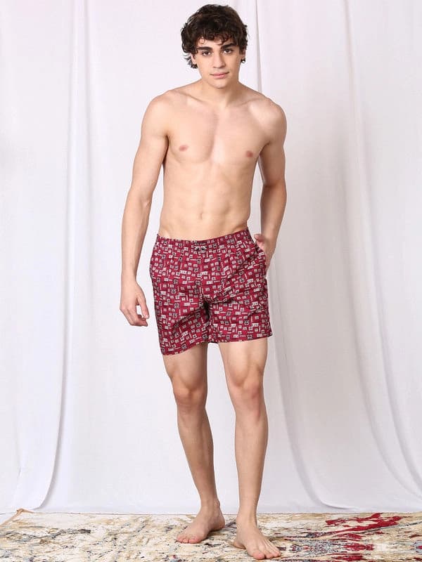 Men's Red Cotton Regular Fit Boxer