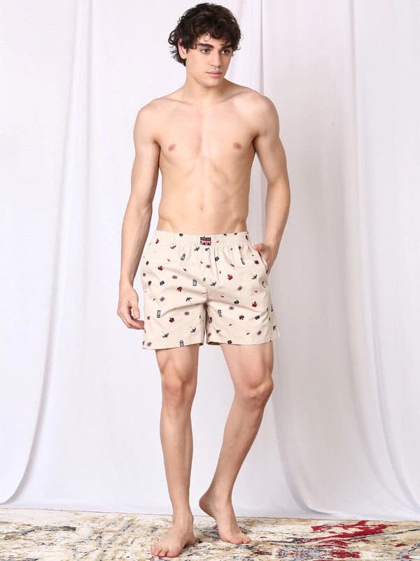 Men's Beige Cotton Regular Fit Boxer