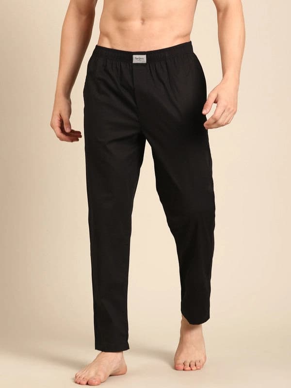 Men's Black Casual Regular Fit Pyjama