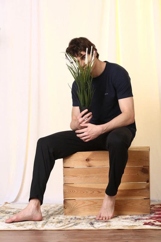 Men's Black Casual Regular Fit Trackpant