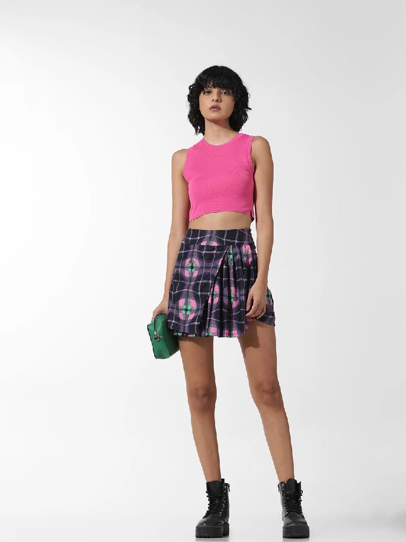 Women's Black Casual Printed Skirt