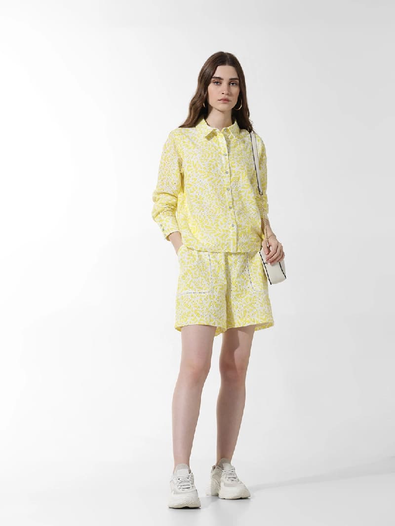 Women's Yellow Casual Short