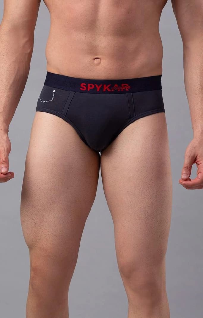 Men's Grey Mid-Rise Solid Brief