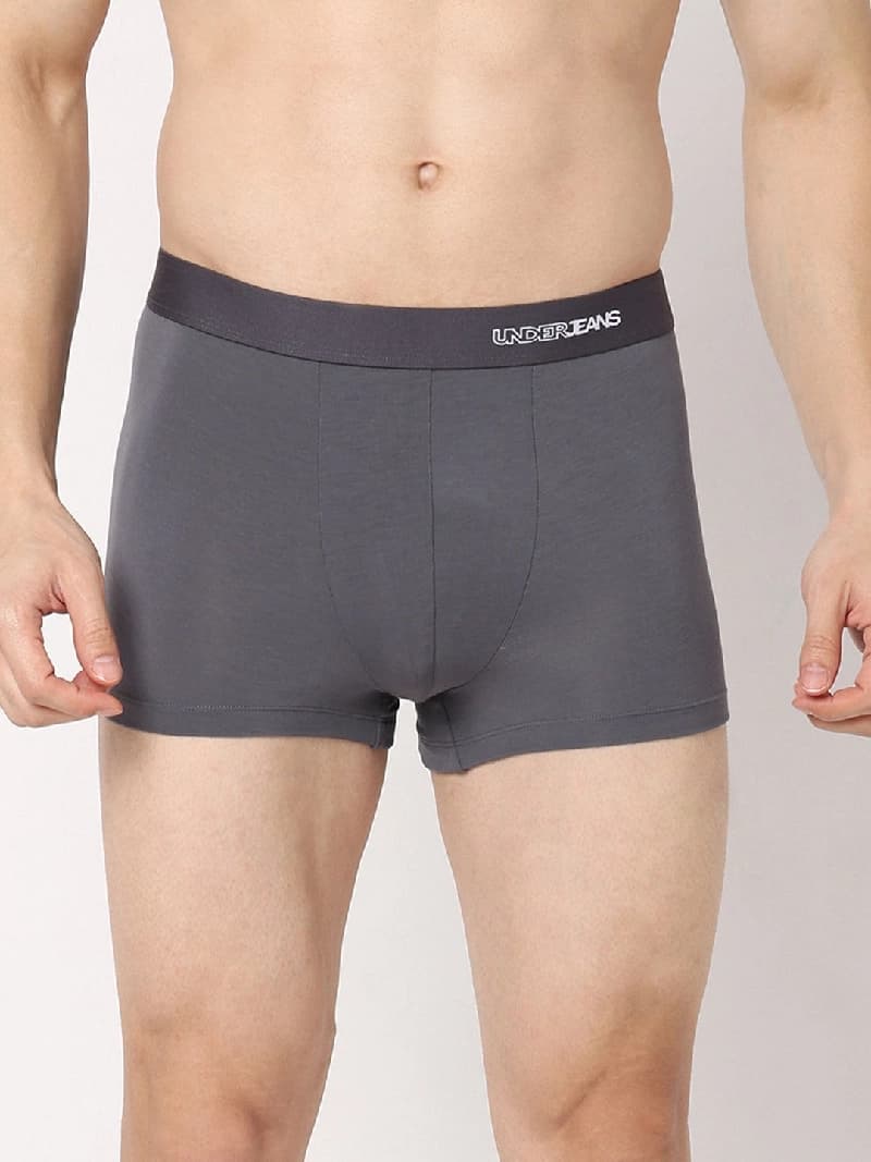 Men's Mid Grey Mid-Rise Solid Trunk