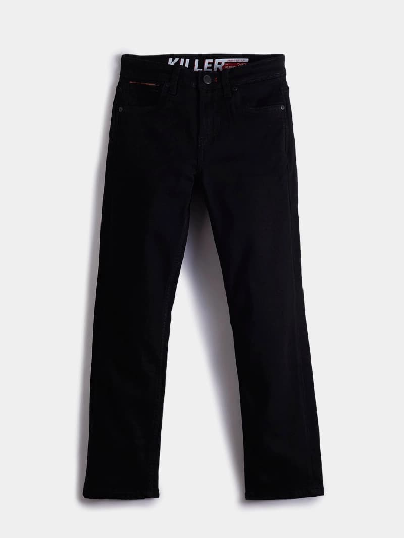 Boys Black Casual Solid Jeans