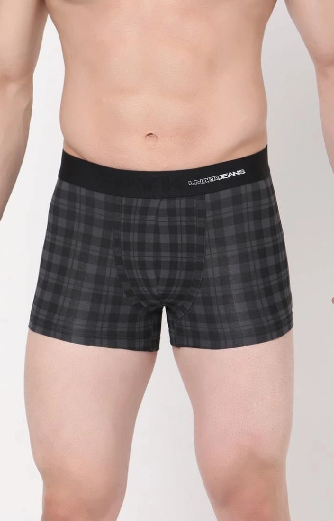 Men's Black Checks Mid-Rise Printed Trunk