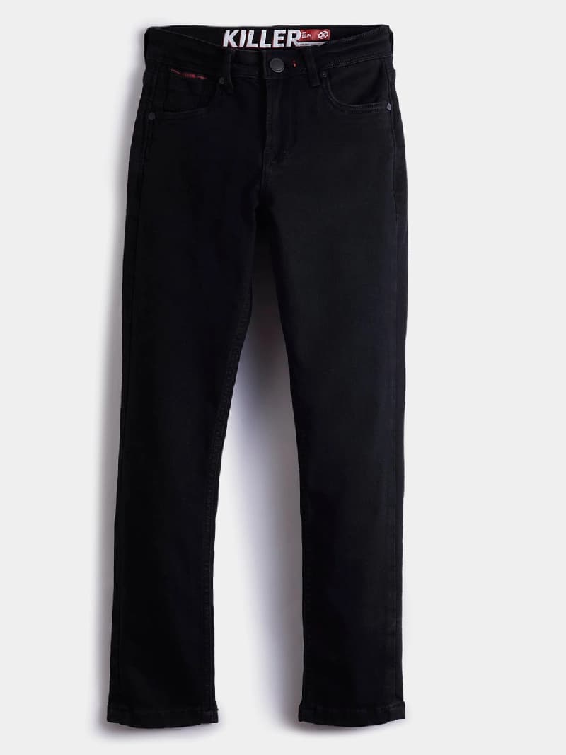 Boys Black Casual Solid Jeans