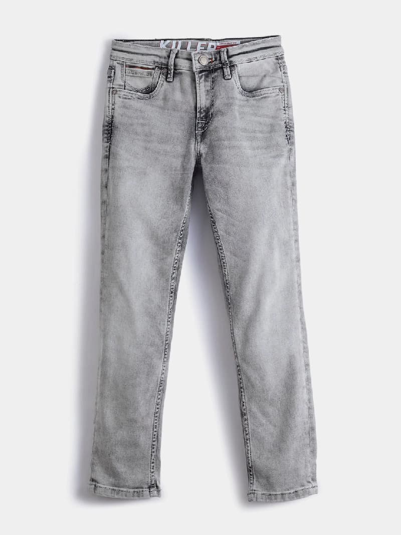 Boys Gray Casual Faded Jeans
