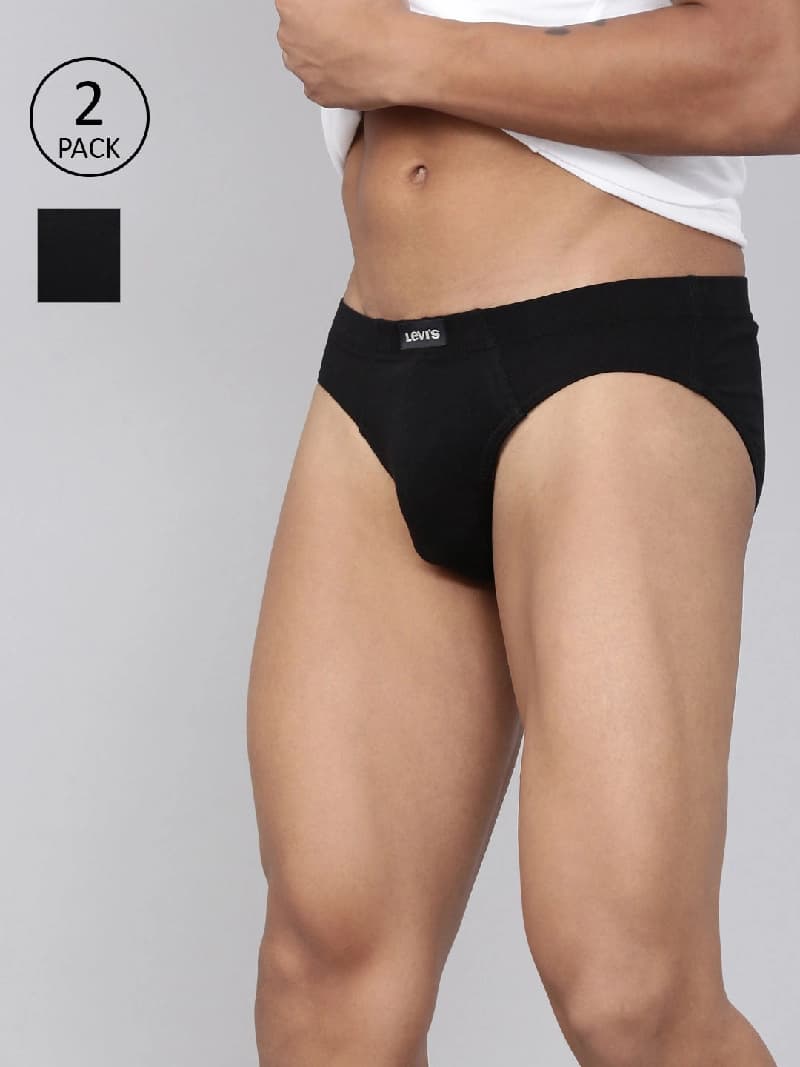 Men's Black Cotton Brief - Pack of 2