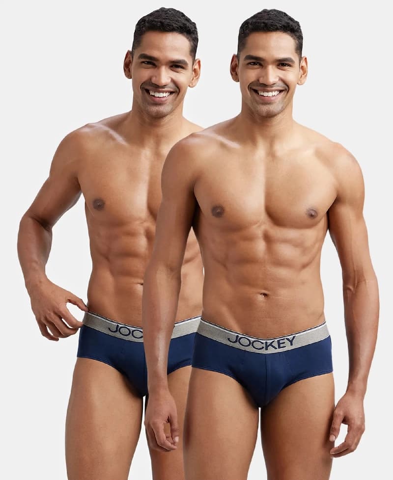 Men's Navy Pure Cotton Briefs - Pack of 2