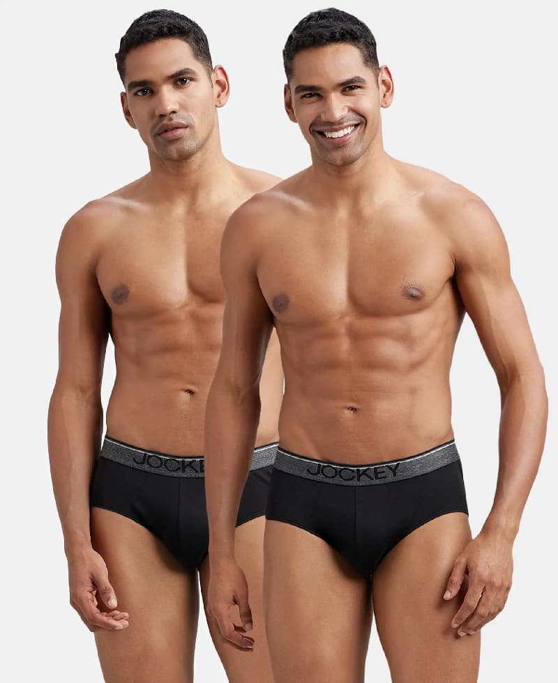 Men's Black Pure Cotton Briefs - Pack of 2