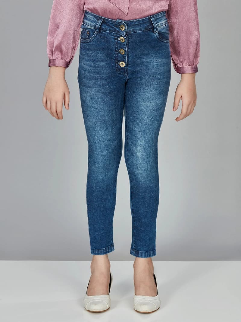Girls Ankle Length Casual Jeans