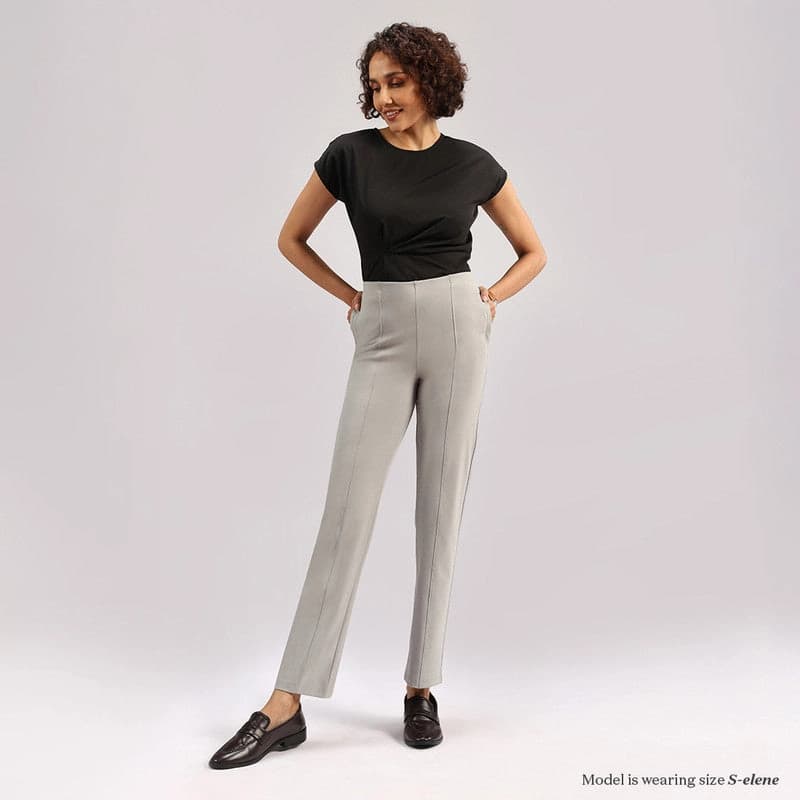 Women's Grey Casual Solid Trouser