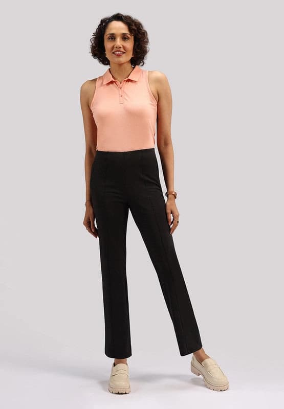 Women's Black Sports Solid Trouser