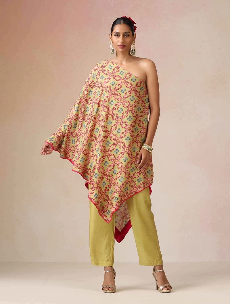 Women's Multicolor Festive One Shoulder Co-ord Set